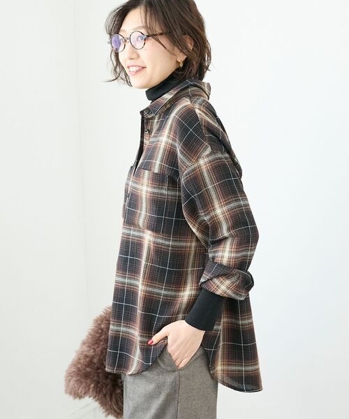 le.coeur blanc(ルクールブラン)の「《手洗い可能》チェックオーバーシャツ(シャツ/ブラウス・レディース・ブラック系その他/ブラウン系その他2・38)」の18枚目の写真