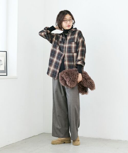 le.coeur blanc(ルクールブラン)の「《手洗い可能》チェックオーバーシャツ(シャツ/ブラウス・レディース・ブラック系その他/ブラウン系その他2・38)」の19枚目の写真