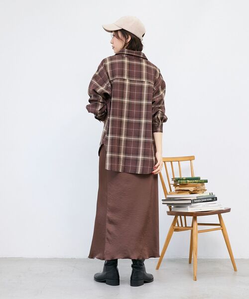 le.coeur blanc(ルクールブラン)の「《手洗い可能》チェックオーバーシャツ(シャツ/ブラウス・レディース・ブラック系その他/ブラウン系その他2・38)」の3枚目の写真