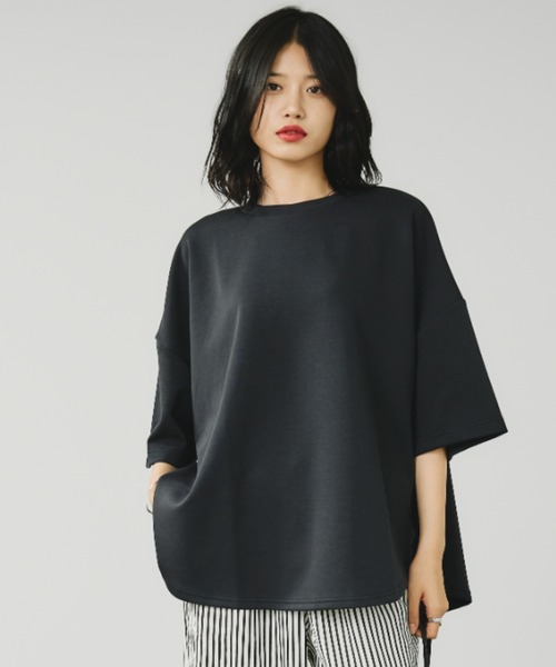 A.D.C.L.(エーディーシーエル)の「ダンボール素材 ビッグシルエット 半袖Tシャツ 無地(Tシャツ/カットソー・レディース・杢グレー/ブラック/オートミール/ピンク/ネイビー/ブラウン・M/L)」の5枚目の写真