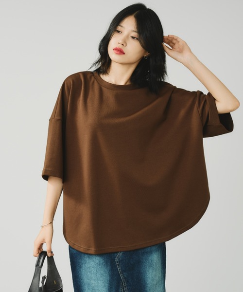 A.D.C.L.(エーディーシーエル)の「ダンボール素材 ビッグシルエット 半袖Tシャツ 無地(Tシャツ/カットソー・レディース・杢グレー/ブラック/オートミール/ピンク/ネイビー/ブラウン・M/L)」の3枚目の写真