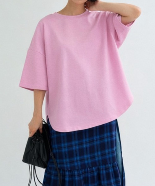 A.D.C.L.（エーディーシーエル）の「ダンボール素材 ビッグシルエット 半袖Tシャツ 無地（Tシャツ/カットソー・レディース・杢グレー/ブラック/オートミール/ピンク・M/L）」の6枚目の写真