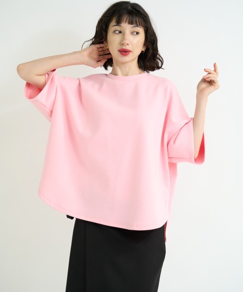 A.D.C.L.（エーディーシーエル）の「ダンボール素材 ビッグシルエット 半袖Tシャツ 無地（Tシャツ/カットソー・レディース・杢グレー/ブラック/オートミール/ピンク・M/L）」の12枚目の写真
