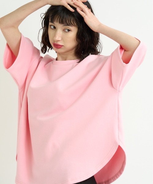 A.D.C.L.（エーディーシーエル）の「ダンボール素材 ビッグシルエット 半袖Tシャツ 無地（Tシャツ/カットソー・レディース・杢グレー/ブラック/オートミール/ピンク・M/L）」の14枚目の写真
