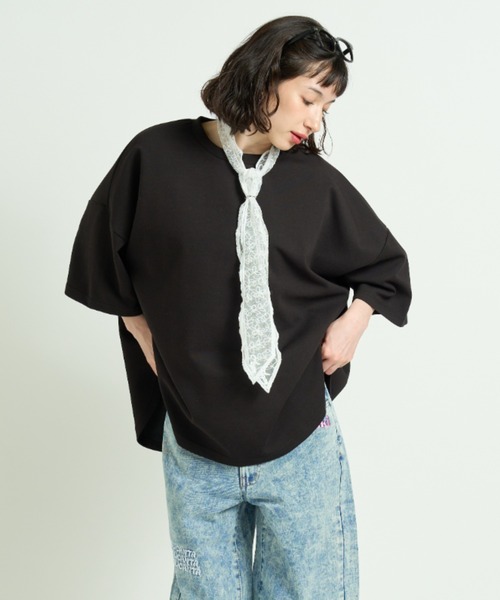 A.D.C.L.（エーディーシーエル）の「ダンボール素材 ビッグシルエット 半袖Tシャツ 無地（Tシャツ/カットソー・レディース・杢グレー/ブラック/オートミール/ピンク・M/L）」の9枚目の写真