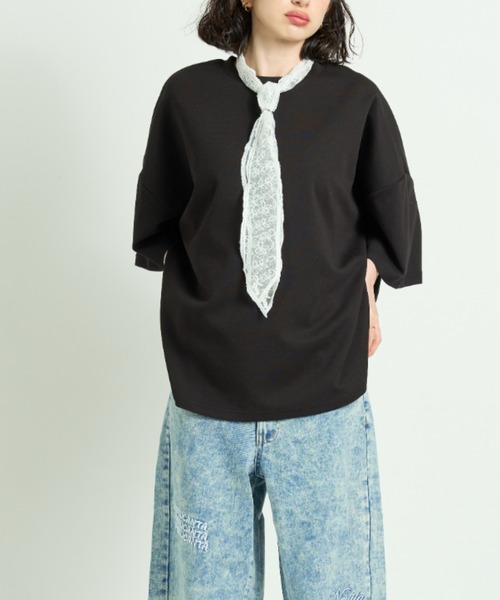 A.D.C.L.（エーディーシーエル）の「ダンボール素材 ビッグシルエット 半袖Tシャツ 無地（Tシャツ/カットソー・レディース・杢グレー/ブラック/オートミール/ピンク・M/L）」の11枚目の写真
