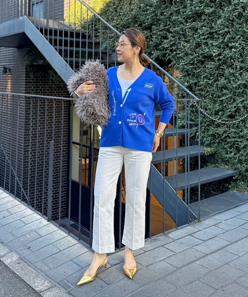 Rie Miller（リエミラー）の「《手洗い可能》ハンド刺繍Vネックカーディガン（カーディガン/ボレロ・レディース・ネイビー/ブルー/ライトグレー・38）」の17枚目の写真