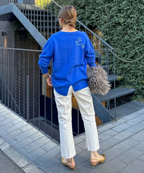 Rie Miller（リエミラー）の「《手洗い可能》ハンド刺繍Vネックカーディガン（カーディガン/ボレロ・レディース・ネイビー/ブルー/ライトグレー・38）」の18枚目の写真