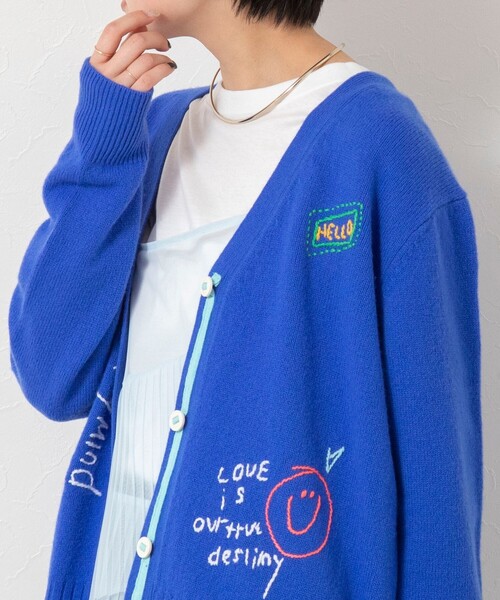 Rie Miller（リエミラー）の「《手洗い可能》ハンド刺繍Vネックカーディガン（カーディガン/ボレロ・レディース・ネイビー/ブルー/ライトグレー・38）」の22枚目の写真