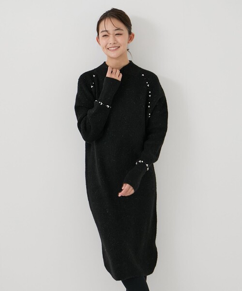Jayro(ジャイロ)の「ビジュー付きラメニットワンピース(ワンピース・レディース・グレー/ブラック・FREE)」の3枚目の写真