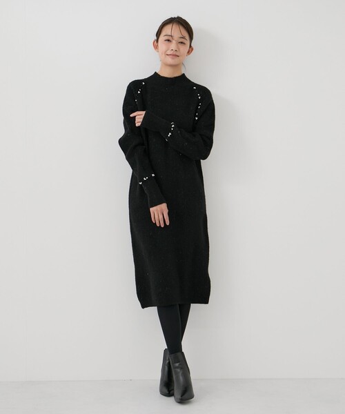 Jayro(ジャイロ)の「ビジュー付きラメニットワンピース(ワンピース・レディース・グレー/ブラック・FREE)」の6枚目の写真