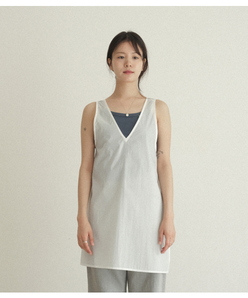 MMOGARDEN(エメモガーデン)の「(w) two-way ribbon tie layered ops (2colors)(ワンピース・レディース・ホワイト/ネイビー・FREE)」の3枚目の写真