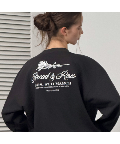 WAVE UNION（ウェーブユニオン）の「Bread and roses Sweatshirt charcoal（スウェット・レディース・その他・1/2）」の2枚目の写真