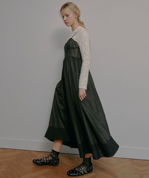 LE CIEL BLEU(ルシェルブルー)の「シアーオーガンザビスチェドレス / Sheer Organza Bustier Dress(ワンピース・レディース・ブラック・38/36)」の3枚目の写真