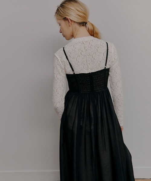 LE CIEL BLEU(ルシェルブルー)の「シアーオーガンザビスチェドレス / Sheer Organza Bustier Dress(ワンピース・レディース・ブラック・38/36)」の2枚目の写真