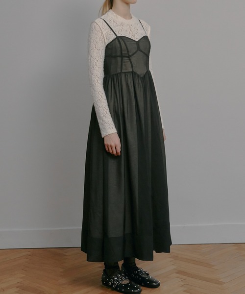 LE CIEL BLEU(ルシェルブルー)の「シアーオーガンザビスチェドレス / Sheer Organza Bustier Dress(ワンピース・レディース・ブラック・38/36)」の5枚目の写真