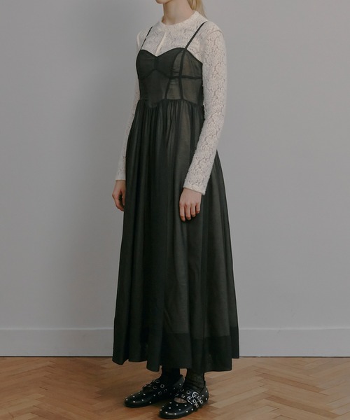 LE CIEL BLEU(ルシェルブルー)の「シアーオーガンザビスチェドレス / Sheer Organza Bustier Dress(ワンピース・レディース・ブラック・38/36)」の4枚目の写真