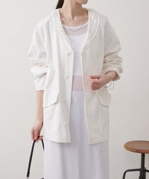 Omekashi（オメカシ）の「襟レース付きミリタリージャケット（ミリタリージャケット）」