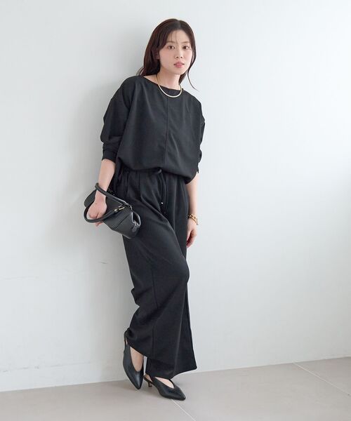 le.coeur blanc(ルクールブラン)の「《WEB限定アイテム》2点セット ライトジョーゼットセットアップ(ワンピース・レディース・ブラック/グレー/ベージュ・38)」の2枚目の写真