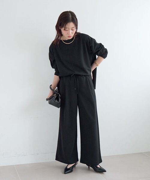 le.coeur blanc(ルクールブラン)の「《WEB限定アイテム》2点セット ライトジョーゼットセットアップ(ワンピース・レディース・ブラック/グレー/ベージュ・38)」の5枚目の写真