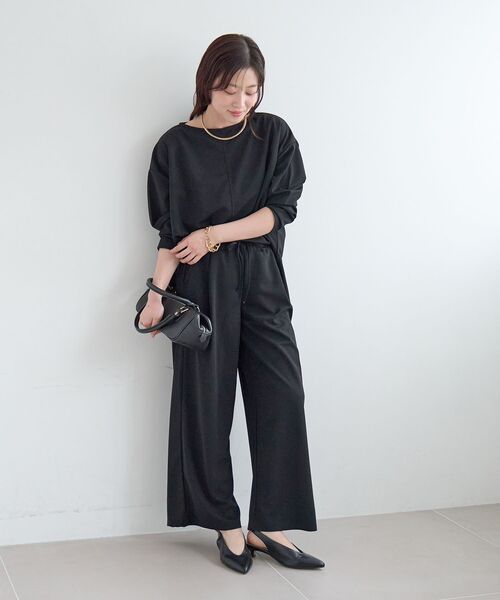 le.coeur blanc(ルクールブラン)の「《WEB限定アイテム》2点セット ライトジョーゼットセットアップ(ワンピース・レディース・ブラック/グレー/ベージュ・38)」の7枚目の写真