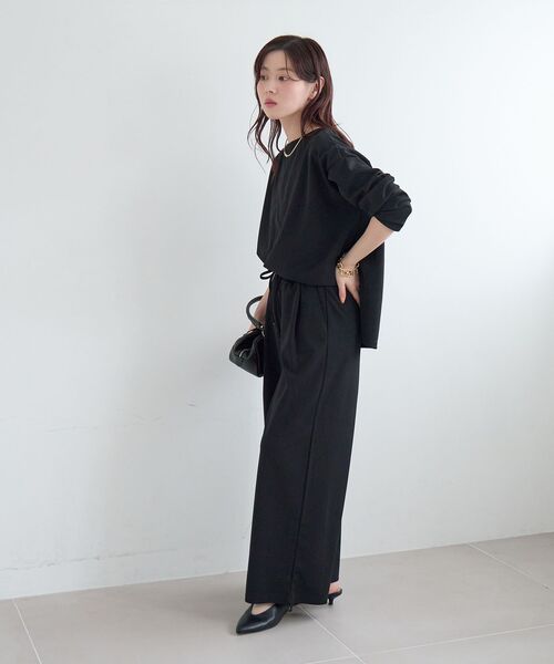 le.coeur blanc(ルクールブラン)の「《WEB限定アイテム》2点セット ライトジョーゼットセットアップ(ワンピース・レディース・ブラック/グレー/ベージュ・38)」の9枚目の写真