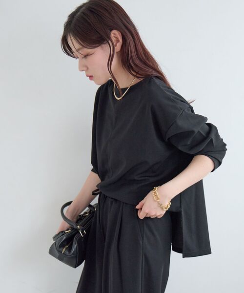 le.coeur blanc(ルクールブラン)の「《WEB限定アイテム》2点セット ライトジョーゼットセットアップ(ワンピース・レディース・ブラック/グレー/ベージュ・38)」の13枚目の写真