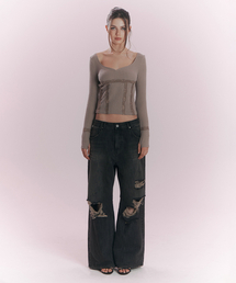 Jay Destroyed Wide Denim (Vintage Grey)
