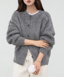 DAY CLOSET | 愛されもっちりあったか。長袖クルーネックドロップショルダーリブニットカーディガン レディース(カーディガン/ボレロ)