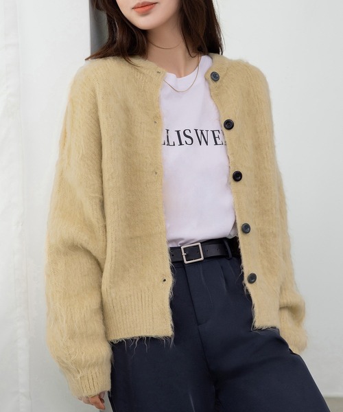 DAY CLOSET（デイ クローゼット）の「愛されもっちりあったか。長袖クルーネックドロップショルダーリブニットカーディガン レディース（カーディガン/ボレロ・レディース・ホワイト系その他/グレー/イエロー系その他・FREE）」の15枚目の写真