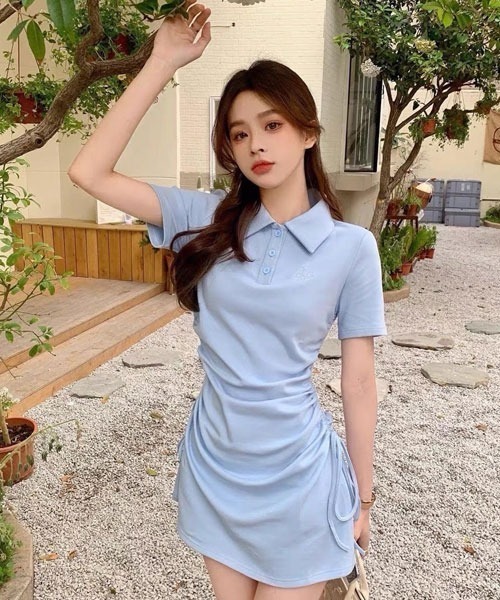 VIBGYOR Women(ヴィブジョー ウィメン)の「【Mayree】サイドギャザーミニワンピース(ワンピース・レディース・ブルー・LARGE/X-LARGE)」の1枚目の写真
