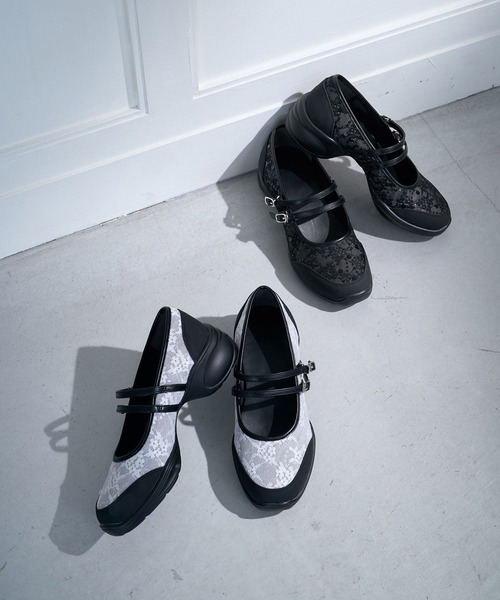 HARE（ハレ）の「バレエライクメリージェーン(HARE)（スニーカー・レディース・ブラック/ホワイト・MEDIUM/LARGE）」の3枚目の写真