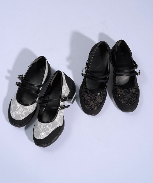 HARE（ハレ）の「バレエライクメリージェーン(HARE)（スニーカー・レディース・ブラック/ホワイト・MEDIUM/LARGE）」の4枚目の写真