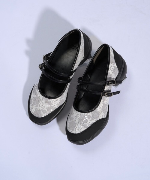 HARE（ハレ）の「バレエライクメリージェーン(HARE)（スニーカー・レディース・ブラック/ホワイト・MEDIUM/LARGE）」の5枚目の写真