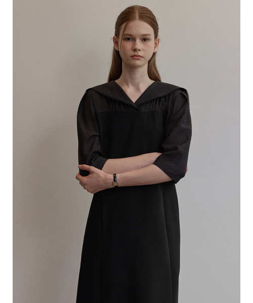 BEMUSE MANSION(ビミューズマンション)の「Sailor shirt layered dress - Black(ワンピース・レディース・ブラック・FREE)」の2枚目の写真