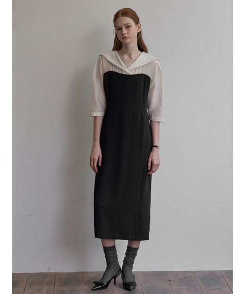 BEMUSE MANSION(ビミューズマンション)の「Sailor shirt layered dress - Black(ワンピース・レディース・ブラック・FREE)」の4枚目の写真