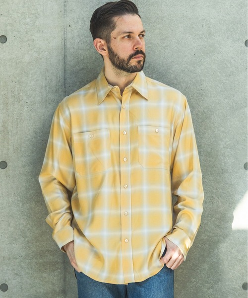 MR.OLIVE(ミスターオリーブ)の「RAYON OMBRE CHECK / WORK SHIRT / M261115(シャツ/ブラウス・メンズ・ブラック/イエロー・SMALL/MEDIUM/LARGE)」の4枚目の写真