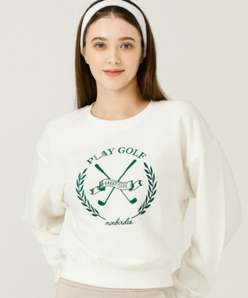 MONBIRDIE GOLF(モンバーディーゴルフ)の「グリーンクラブスウェットシャツ エンブレム グリーンクラブ スウェット IVORY(Tシャツ/カットソー・レディース・アイボリー・S/M)」の1枚目の写真