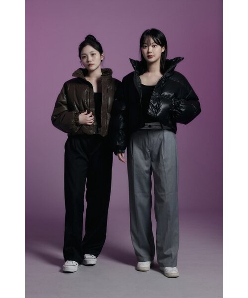 APOSTROPHE COMMA(アポストロフィコンマ)の「レザー クロップショートパディング (ブラック)(ダウンジャケット/コート・レディース・その他・LARGE/MEDIUM/SMALL)」の3枚目の写真