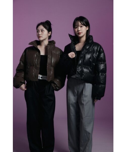 APOSTROPHE COMMA(アポストロフィコンマ)の「レザー クロップショートパディング (ブラック)(ダウンジャケット/コート・レディース・その他・LARGE/MEDIUM/SMALL)」の6枚目の写真