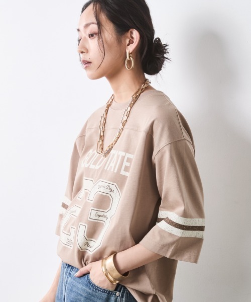 CHIC STYLE（シックスタイル）の「綿100％6分袖フットボールTシャツ＜大きいサイズ有＞シックスタイル（Tシャツ/カットソー・レディース・オフホワイト/ベージュ・3L/LL/L/M/5L/4L）」の17枚目の写真
