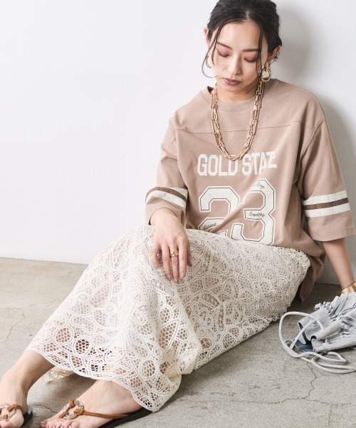 CHIC STYLE（シックスタイル）の「綿100％6分袖フットボールTシャツ＜大きいサイズ有＞シックスタイル（Tシャツ/カットソー・レディース・オフホワイト/ベージュ・3L/LL/L/M/5L/4L）」の18枚目の写真