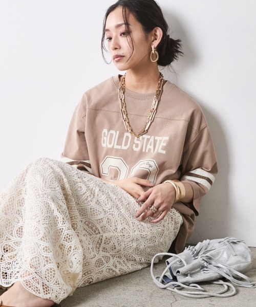 CHIC STYLE（シックスタイル）の「綿100％6分袖フットボールTシャツ＜大きいサイズ有＞シックスタイル（Tシャツ/カットソー・レディース・オフホワイト/ベージュ・3L/LL/L/M/5L/4L）」の20枚目の写真