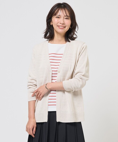 J.PRESS(ジェイプレス)の「【冷房対策に】DRY COMFORT Vネック カーディガン(カーディガン/ボレロ・レディース・スカイブルー系/ベージュ系/アイボリー系・T13)」の1枚目の写真