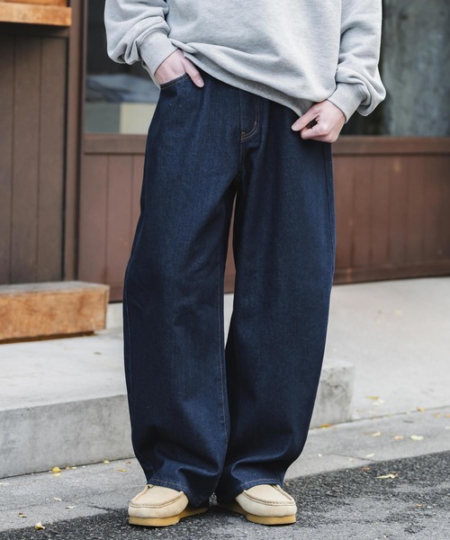 Rocky Monroe(ロッキーモンロー)の「ヴィンテージライク ルーズシルエットバギーカーブデニムパンツ(デニムパンツ・メンズ・ブラック/ワンウォッシュ/ライトブラック/ケミカルウォッシュ/インディゴブルー・M/L/XL)」の4枚目の写真