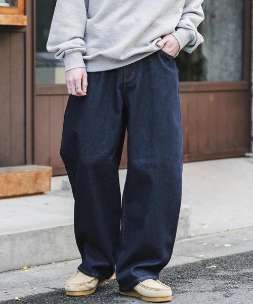 Rocky Monroe(ロッキーモンロー)の「ヴィンテージライク ルーズシルエットバギーカーブデニムパンツ(デニムパンツ・メンズ・ブラック/ワンウォッシュ/ライトブラック/ケミカルウォッシュ/インディゴブルー・M/L/XL)」の6枚目の写真