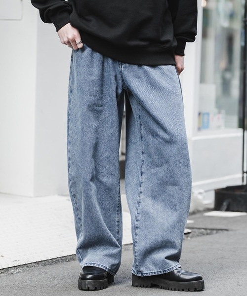 Rocky Monroe(ロッキーモンロー)の「ヴィンテージライク ルーズシルエットバギーカーブデニムパンツ(デニムパンツ・メンズ・ブラック/ワンウォッシュ/ライトブラック/ケミカルウォッシュ/インディゴブルー・M/L/XL)」の9枚目の写真