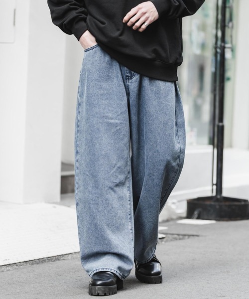 Rocky Monroe(ロッキーモンロー)の「ヴィンテージライク ルーズシルエットバギーカーブデニムパンツ(デニムパンツ・メンズ・ブラック/ワンウォッシュ/ライトブラック/ケミカルウォッシュ/インディゴブルー・M/L/XL)」の10枚目の写真