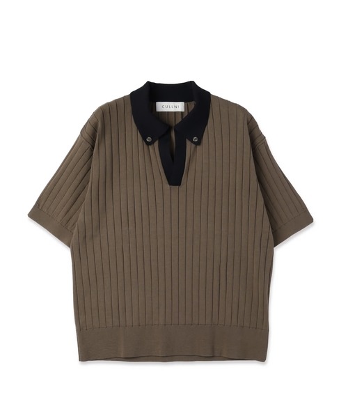 Wide Rib Skipper Collar Short Sleeve Knit（ニット/セーター