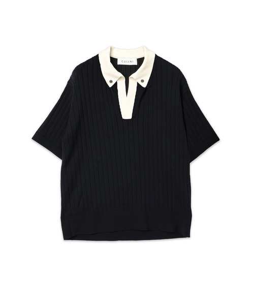 Wide Rib Skipper Collar Short Sleeve Knit（ニット/セーター